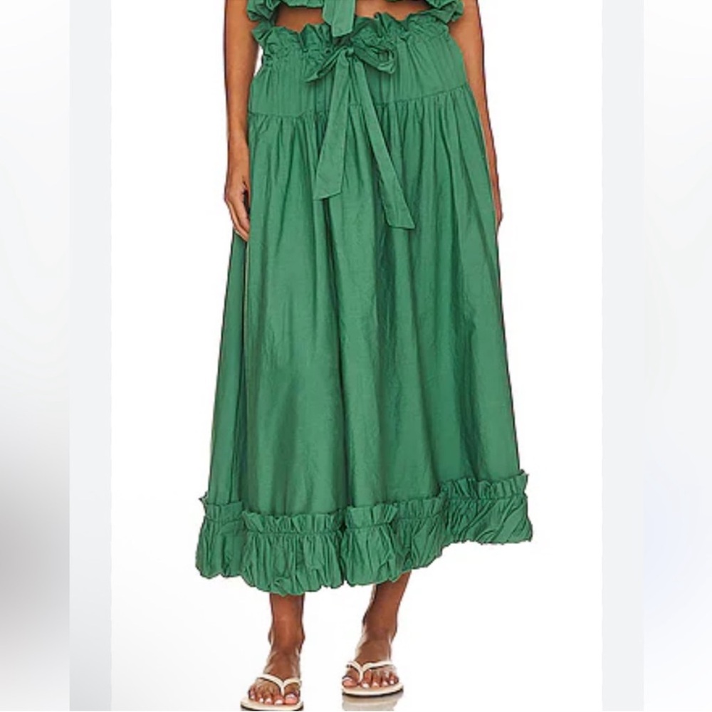 Free People bring the bubble Green Maxi Skirt (top in separate listing)